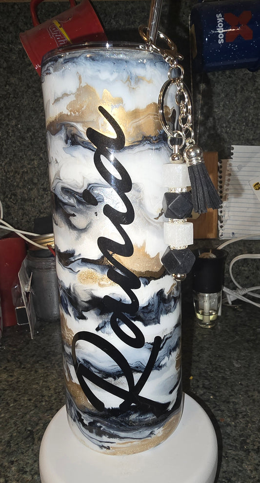 Custom- Black, Gold and Gray (Glow) with matching Glow keychain