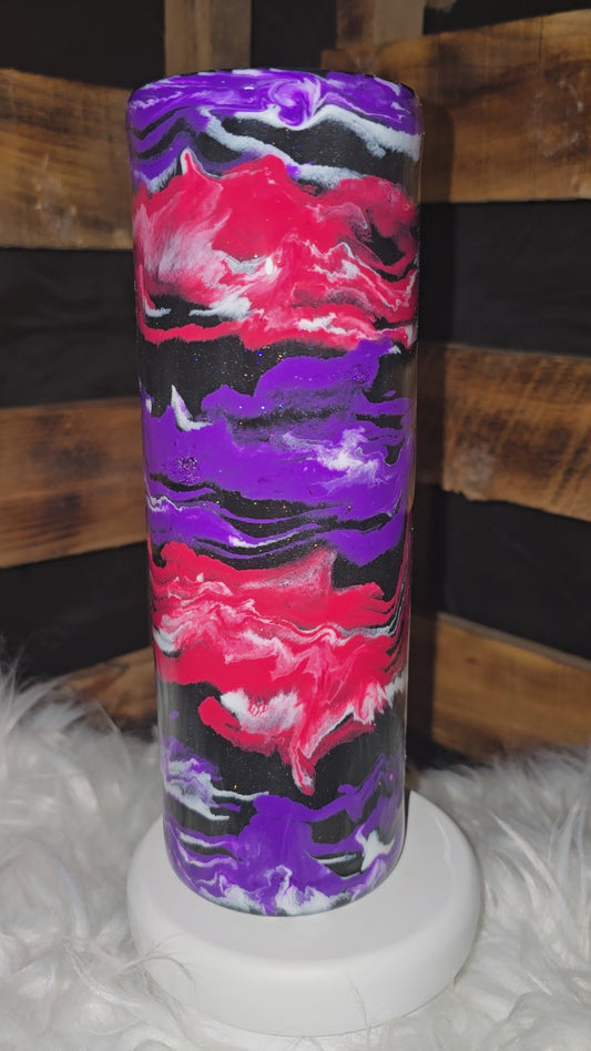 Red and Purple on a Black Glitter Base
